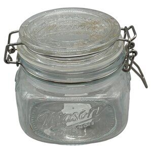 Mason Glass Jar With Locking Lid 1.5-Cup Capacity Storage Jar Wire Closure READ